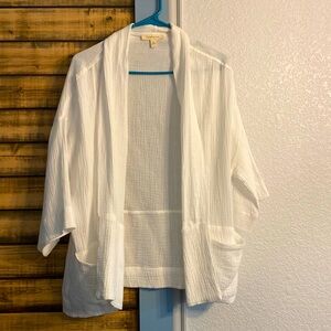 Grade & Gather soft white linen cardigan